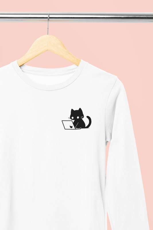 Nerdy Black Cat Longsleeve Tee