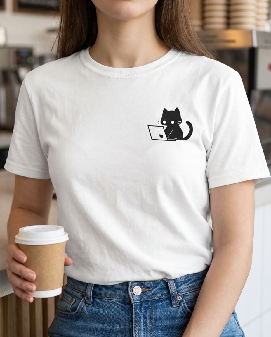 Nerdy Black Cat T-shirt