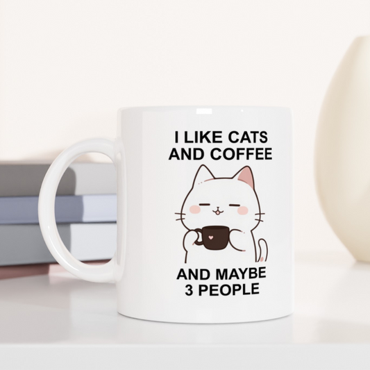 I Like Cats and Coffee and Maybe 3 People Coffee Mug