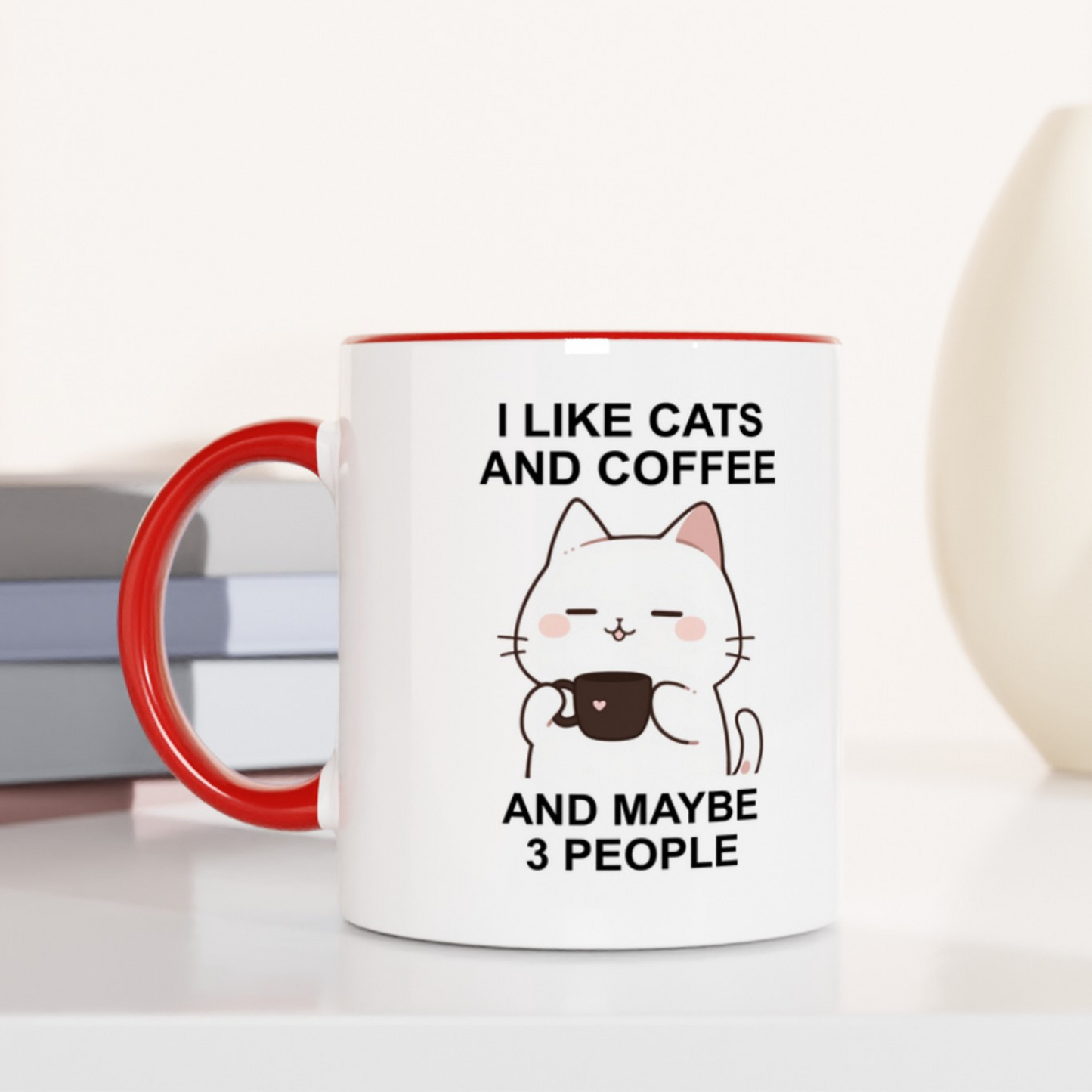 I Like Cats and Coffee and Maybe 3 People 11oz Ceramic Two Tone Mug
