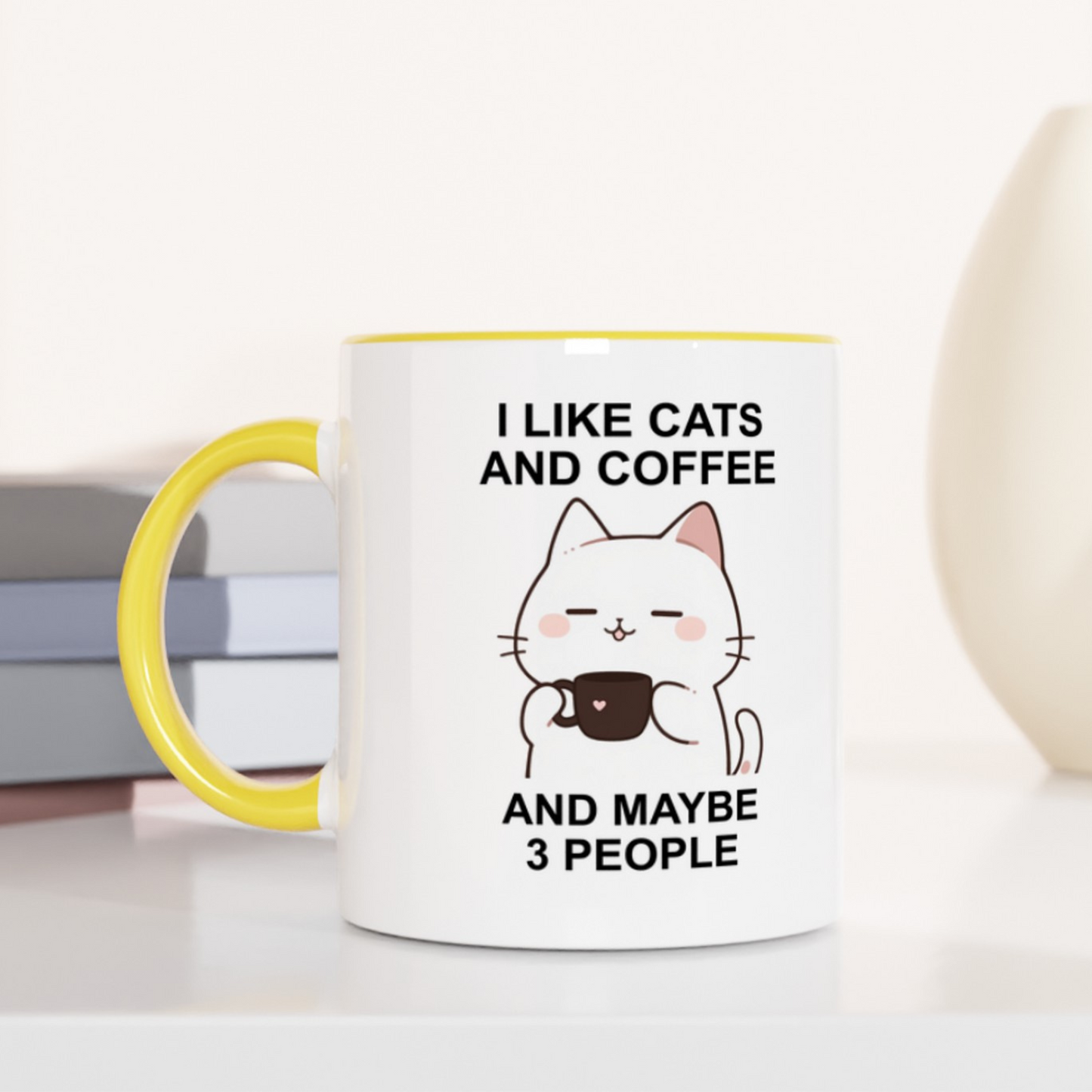 I Like Cats and Coffee and Maybe 3 People 11oz Ceramic Two Tone Mug