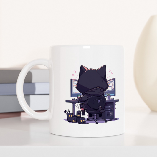 Geek Cat Hacker Coffee Mug