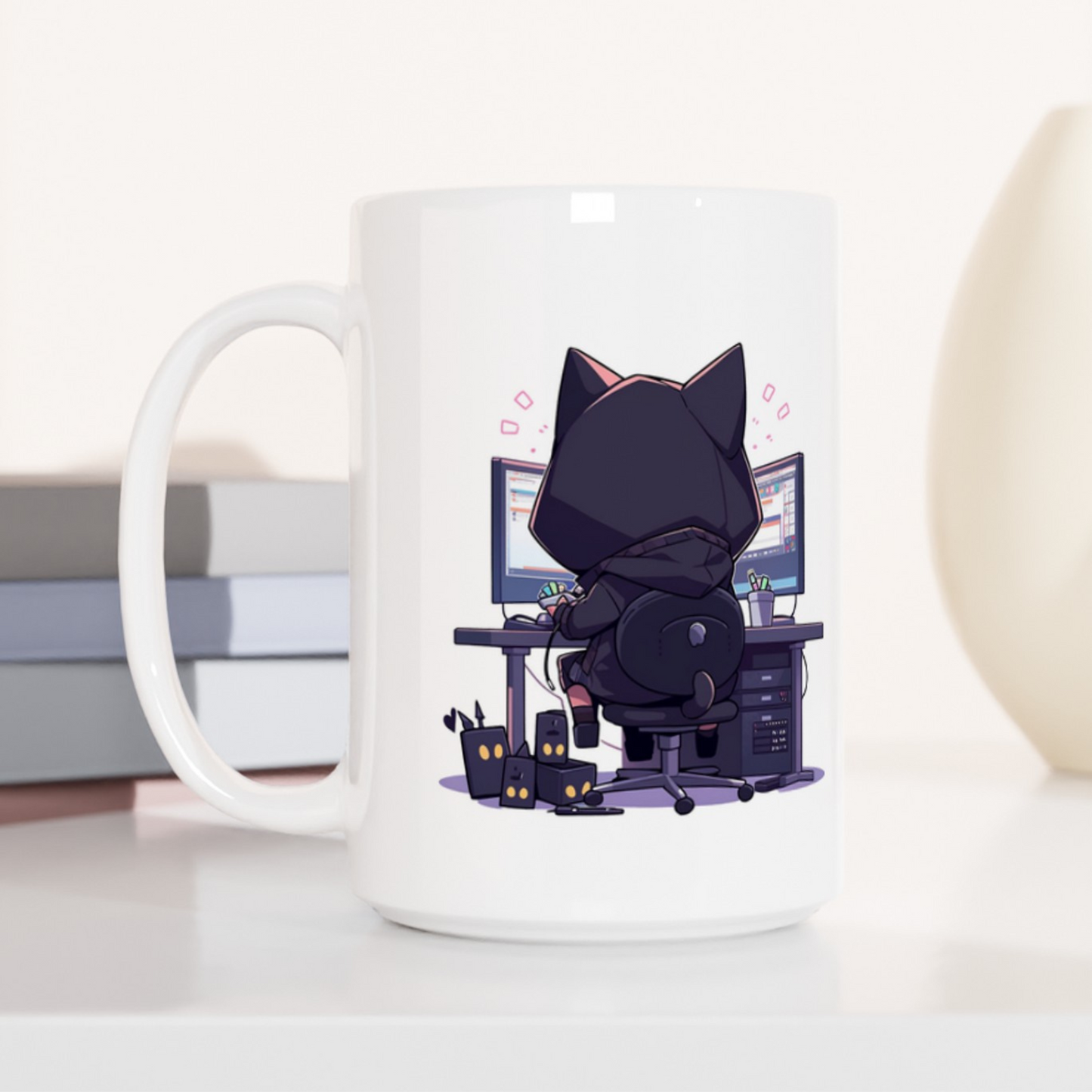 Geek Cat Hacker Coffee Mug