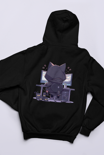 Geek Cat Hacker Zip Hoodie