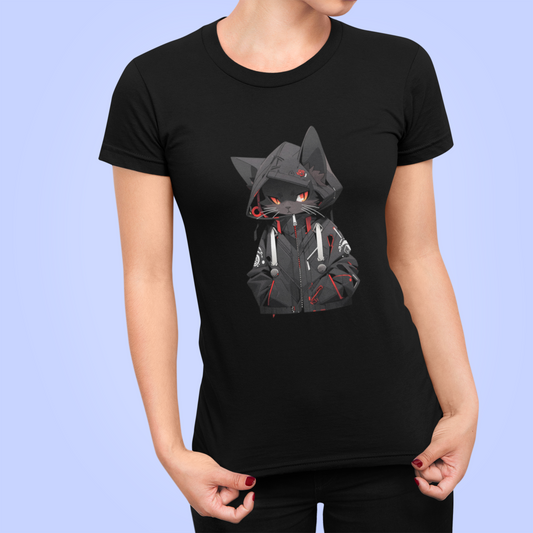 Midnight Hacker Cat Women’s Slim Fit Tee