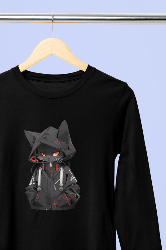 Midnight Hacker Cat Longsleeve Tee