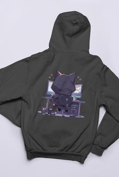 Geek Cat Hacker Zip Hoodie