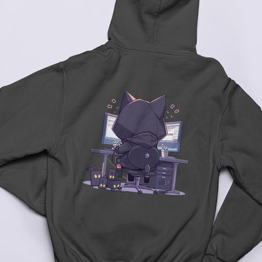 Geek Cat Hacker Zip Hoodie