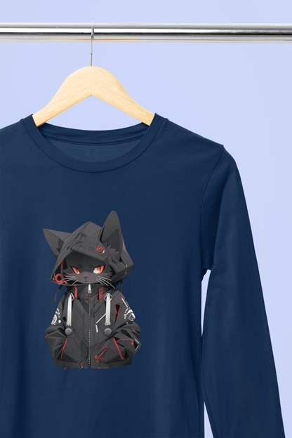 Midnight Hacker Cat Longsleeve Tee
