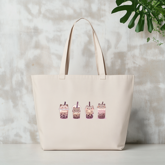 Boba Cat Party Jumbo Tote