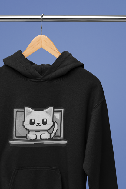 Pixel Laptop Cat Hoodie