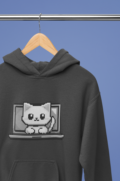 Pixel Laptop Cat Hoodie