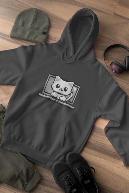 Pixel Laptop Cat Hoodie