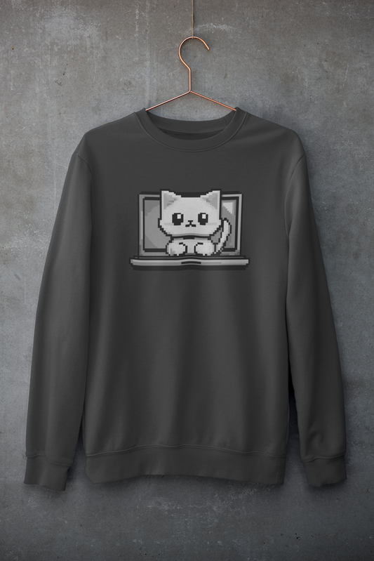 Pixel Laptop Cat Sweatshirt