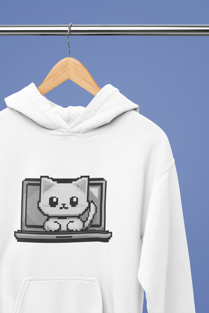 Pixel Laptop Cat Hoodie