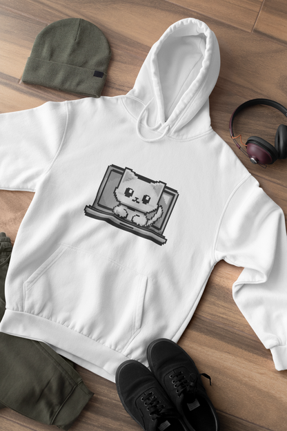 Pixel Laptop Cat Hoodie