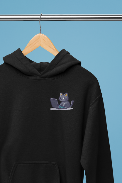 Pixel Coding Cat Pocket Style Hoodie