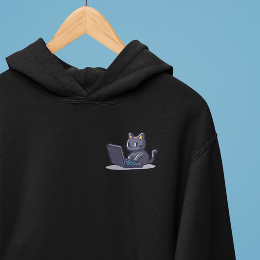 Pixel Coding Cat Pocket Style Hoodie