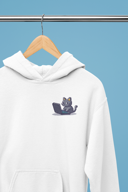 Pixel Coding Cat Pocket Style Hoodie