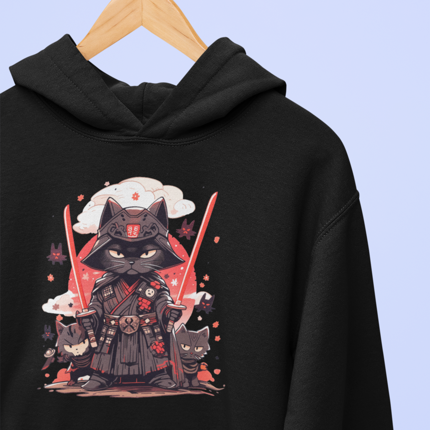 Meow of the Dark Side: Dark Samurai Cat Hoodie