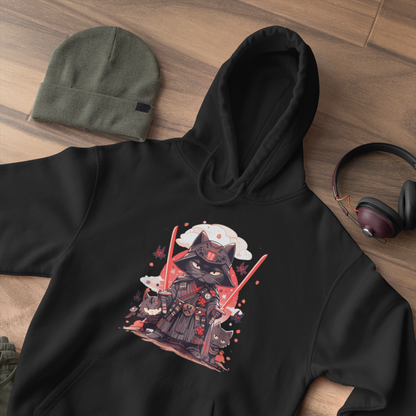 Meow of the Dark Side: Dark Samurai Cat Hoodie