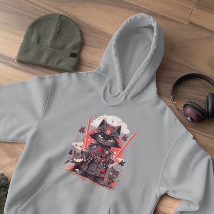 Meow of the Dark Side: Dark Samurai Cat Hoodie