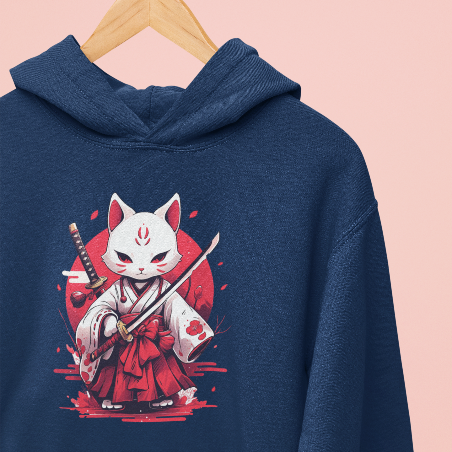 White Ronin Cat Hoodie
