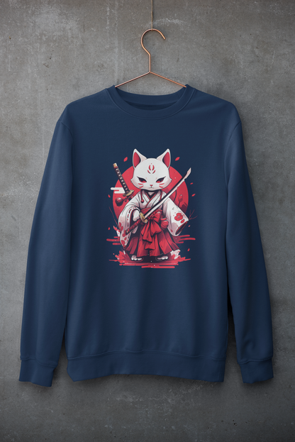 White Ronin Cat Sweatshirt