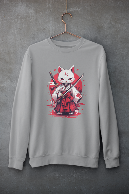 White Ronin Cat Sweatshirt