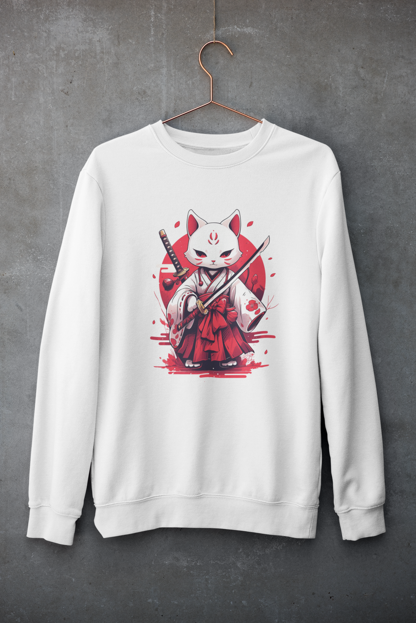 White Ronin Cat Sweatshirt