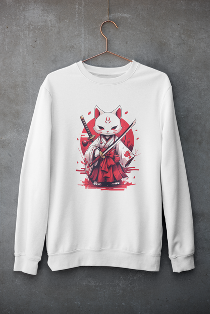 White Ronin Cat Sweatshirt