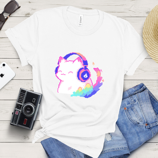 Pixel Music Cat T-Shirt