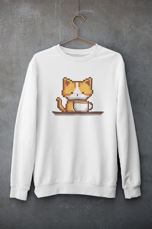 Kitty Coffee Pixel Sweatshirt
