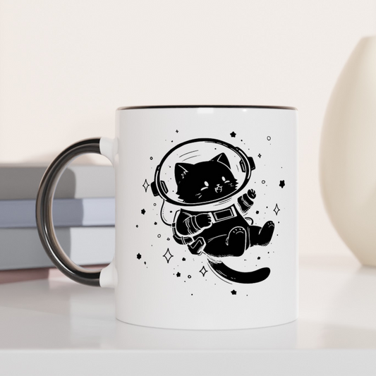 Galactic Cat Explorer 11oz Ceramic Two Tone Mug