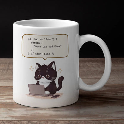 Personalized Coding Cat Dad Coffee Mug