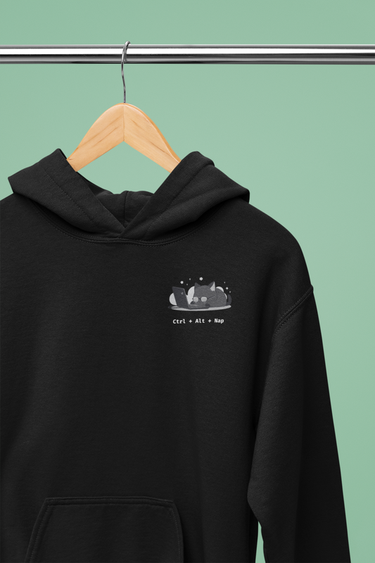 Cat Ctrl + Alt + Nap Pocket Style Hoodie