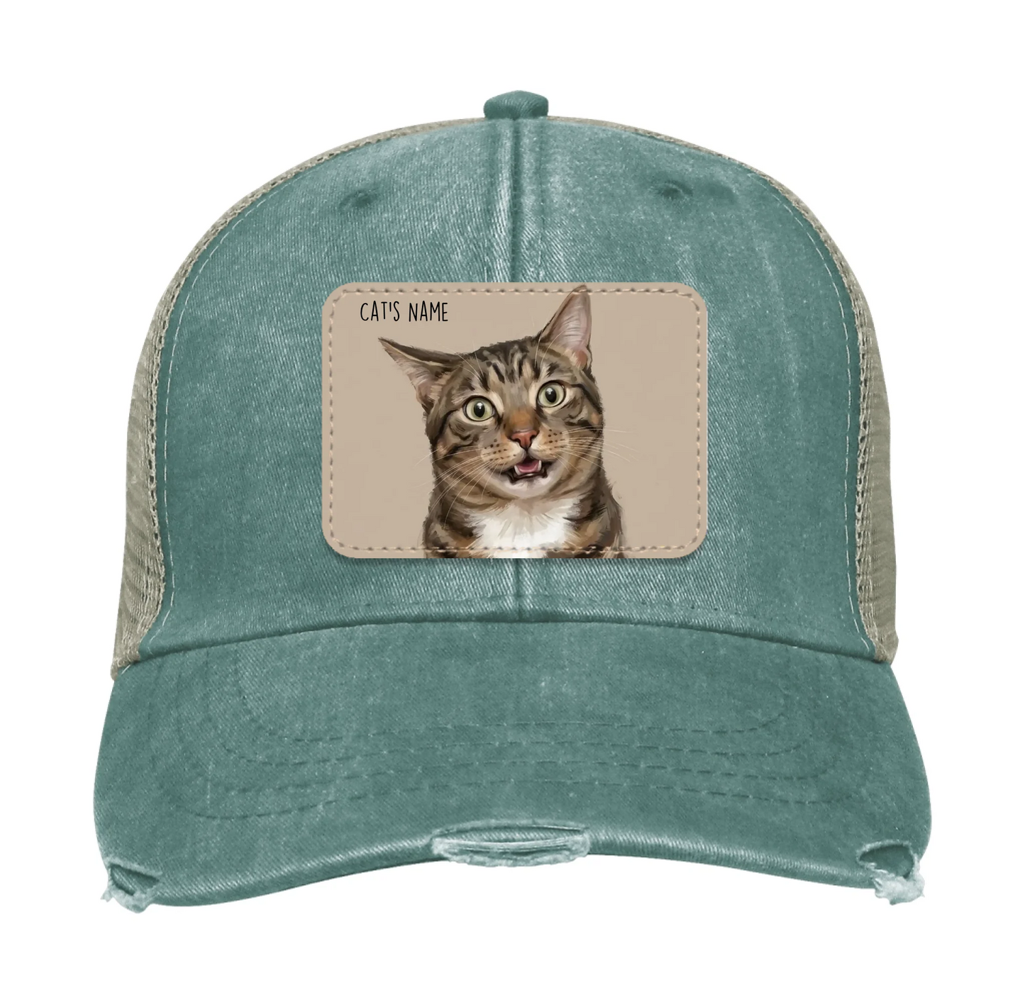 Custom Cat Portrait Trucker Hat | Personalized Painted Pet Patch Cap from Your Photo