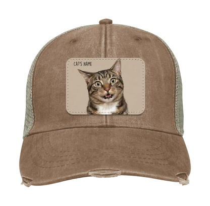 Custom Cat Portrait Trucker Hat | Personalized Painted Pet Patch Cap from Your Photo
