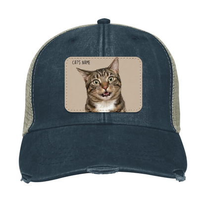Custom Cat Portrait Trucker Hat | Personalized Painted Pet Patch Cap from Your Photo