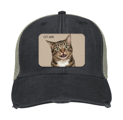 Custom Cat Portrait Trucker Hat | Personalized Painted Pet Patch Cap from Your Photo