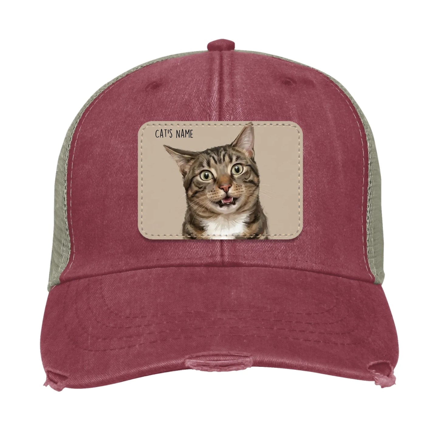 Custom Cat Portrait Trucker Hat | Personalized Painted Pet Patch Cap from Your Photo