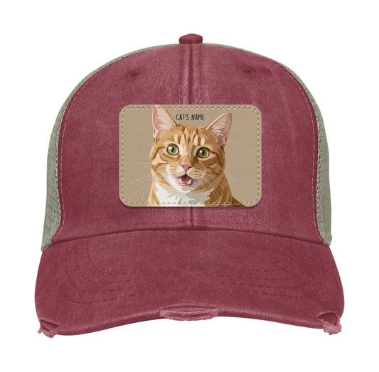Custom Cat Portrait Trucker Hat | Personalized Painted Pet Patch Cap from Your Photo