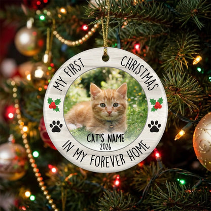 Personalized Cat Photo Ornament, First Christmas In Forever Home