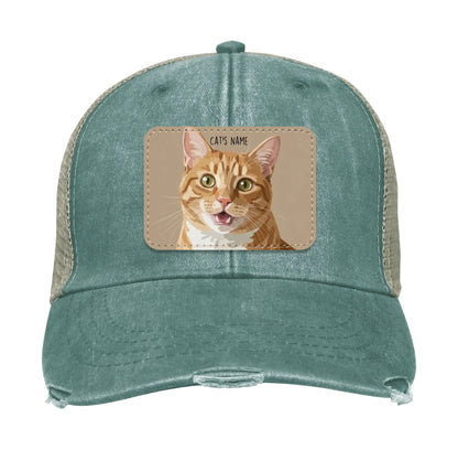 Custom Cat Portrait Trucker Hat | Personalized Painted Pet Patch Cap from Your Photo