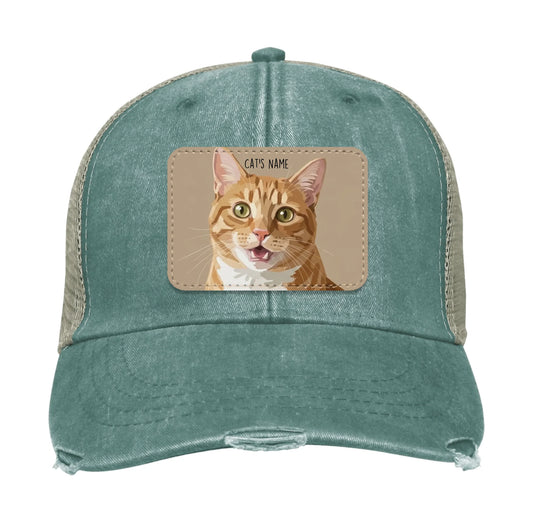 Custom Cat Portrait Trucker Hat | Personalized Painted Pet Patch Cap from Your Photo