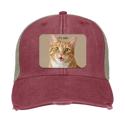 Custom Cat Portrait Trucker Hat | Personalized Painted Pet Patch Cap from Your Photo