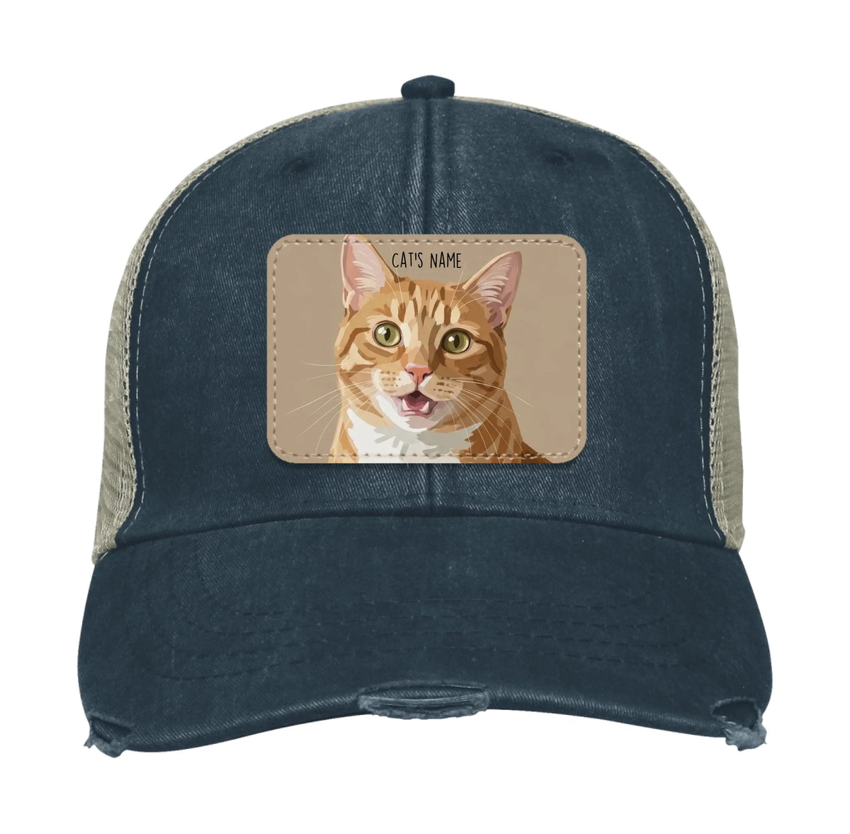 Custom Cat Portrait Trucker Hat | Personalized Painted Pet Patch Cap from Your Photo