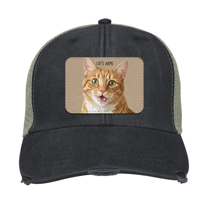Custom Cat Portrait Trucker Hat | Personalized Painted Pet Patch Cap from Your Photo