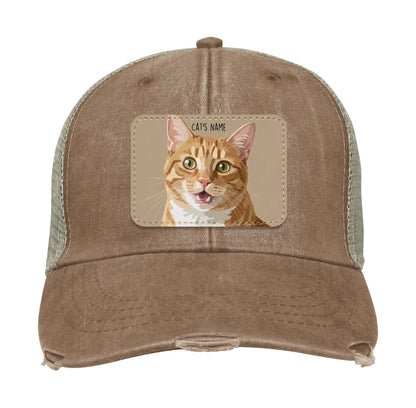 Custom Cat Portrait Trucker Hat | Personalized Painted Pet Patch Cap from Your Photo