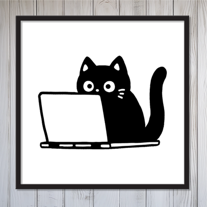 The Coding Cat Framed Canvas Wall Art